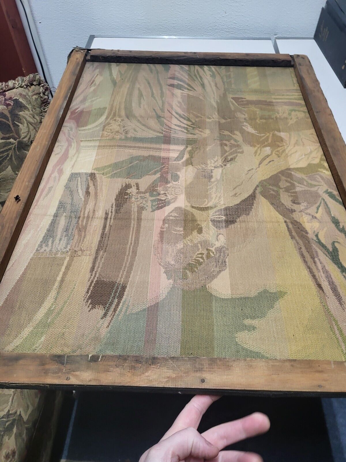 Fragonard Vintage Tapestry: Girl with Dog 1900