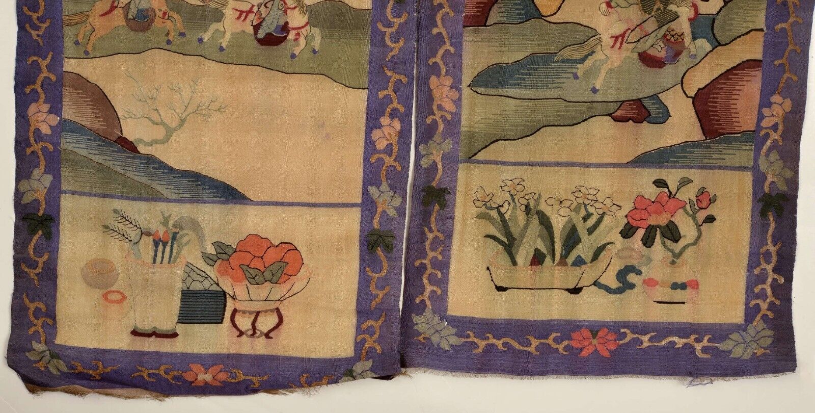 1900s Silk Kesi Kossu Embroidery Tapestry Panel