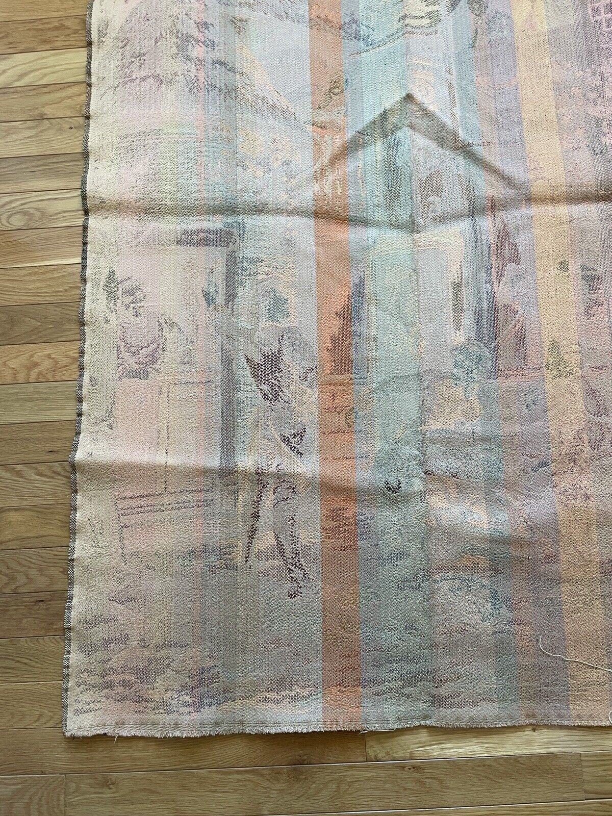 French Tapestry Wall Hanging Village Scenes 1900s