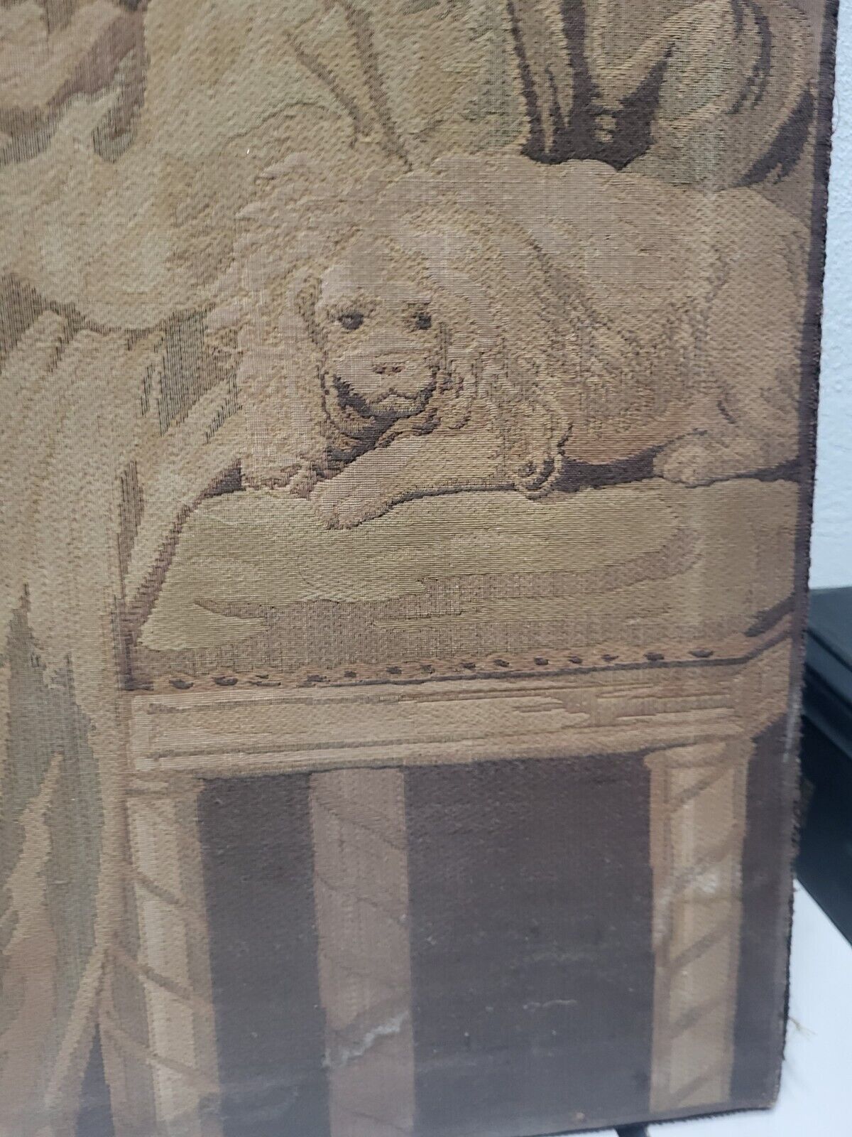 Fragonard Vintage Tapestry: Girl with Dog 1900