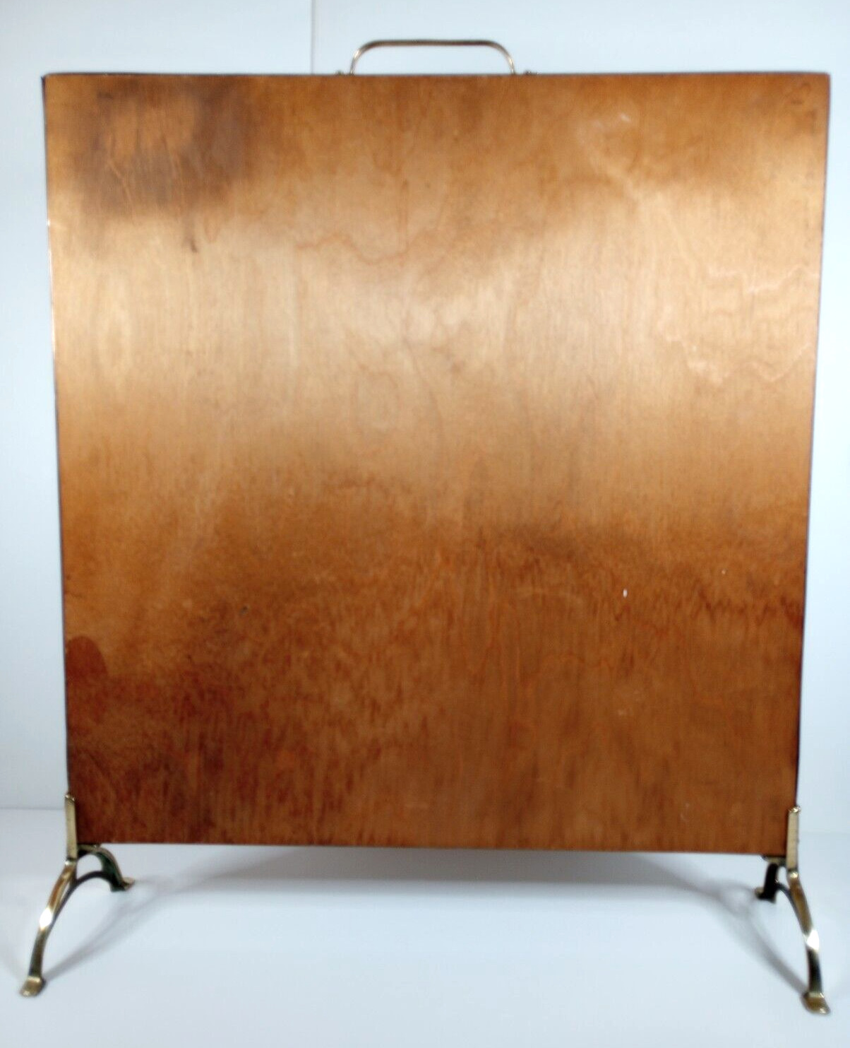 Antique English Tapestry Brass Fireplace Screen