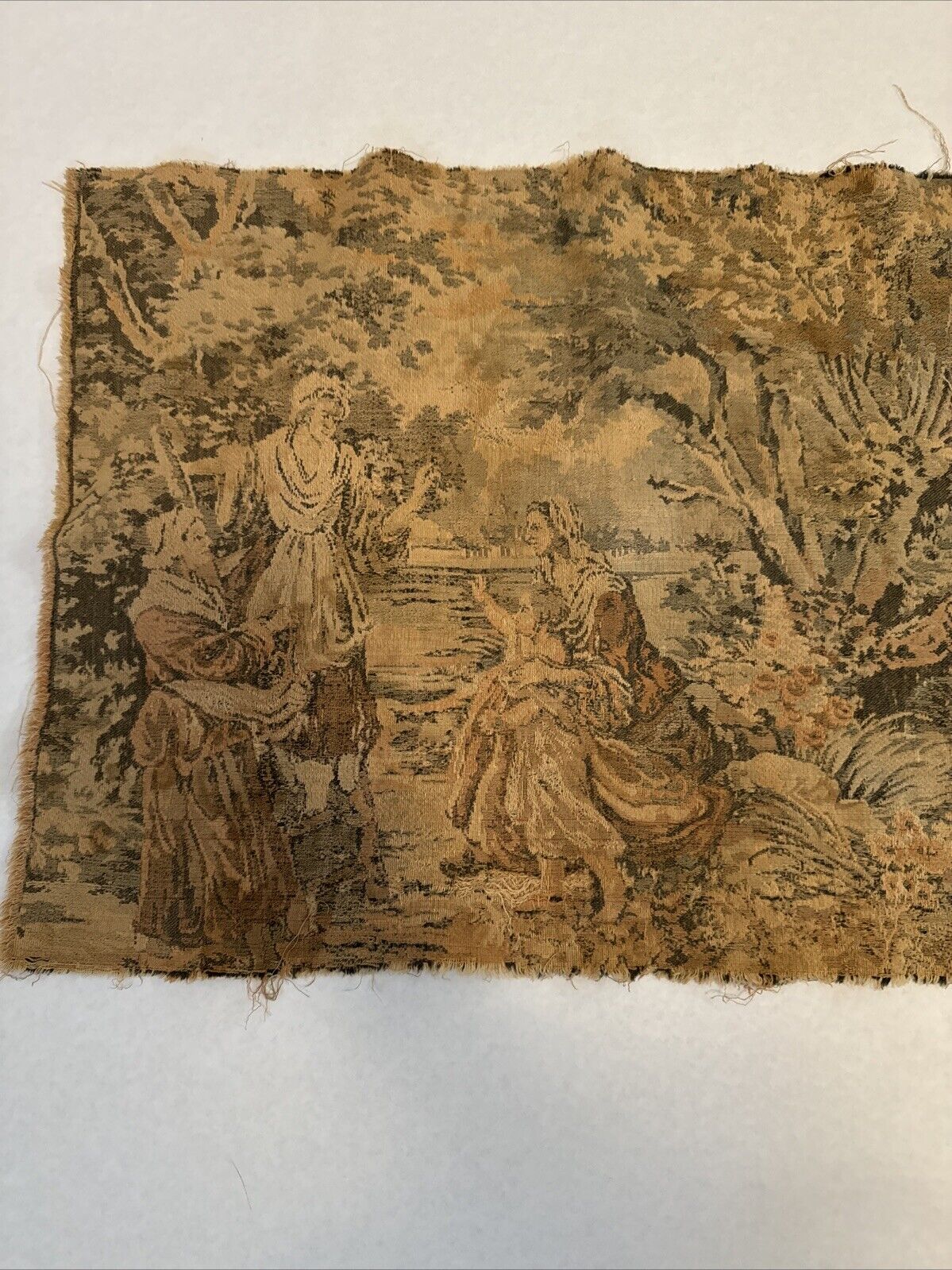 Antique Tapestry: Women, Cattle, and Farm Scene