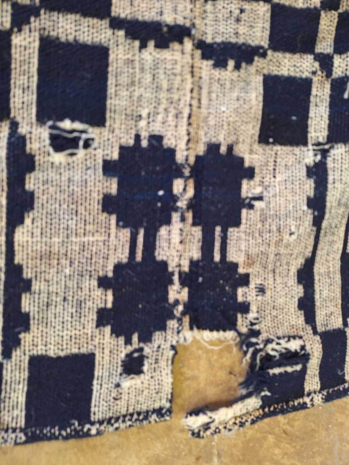1800s Blue and White Woven Coverlette