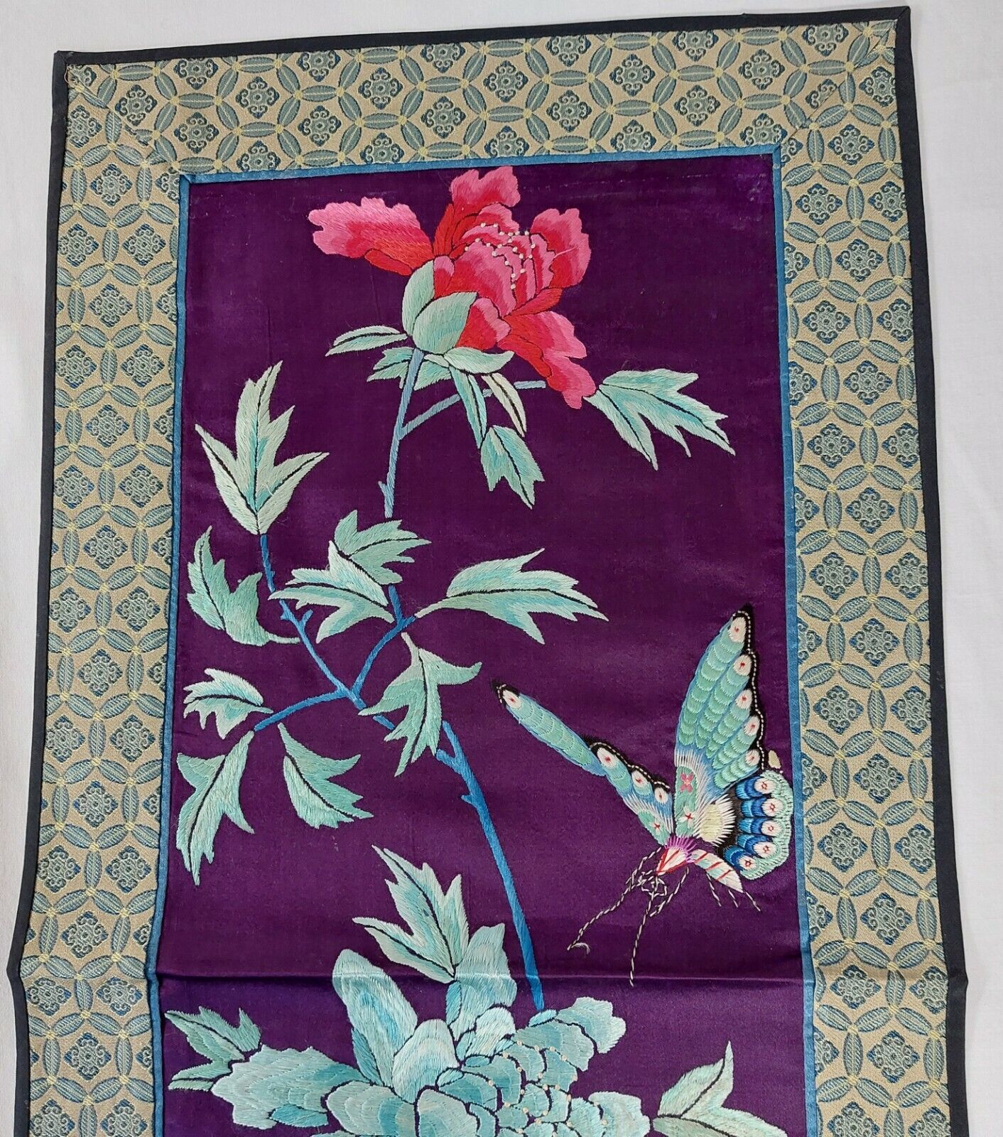 19th Century Chinese Silk Tapestry with Butterfly Design