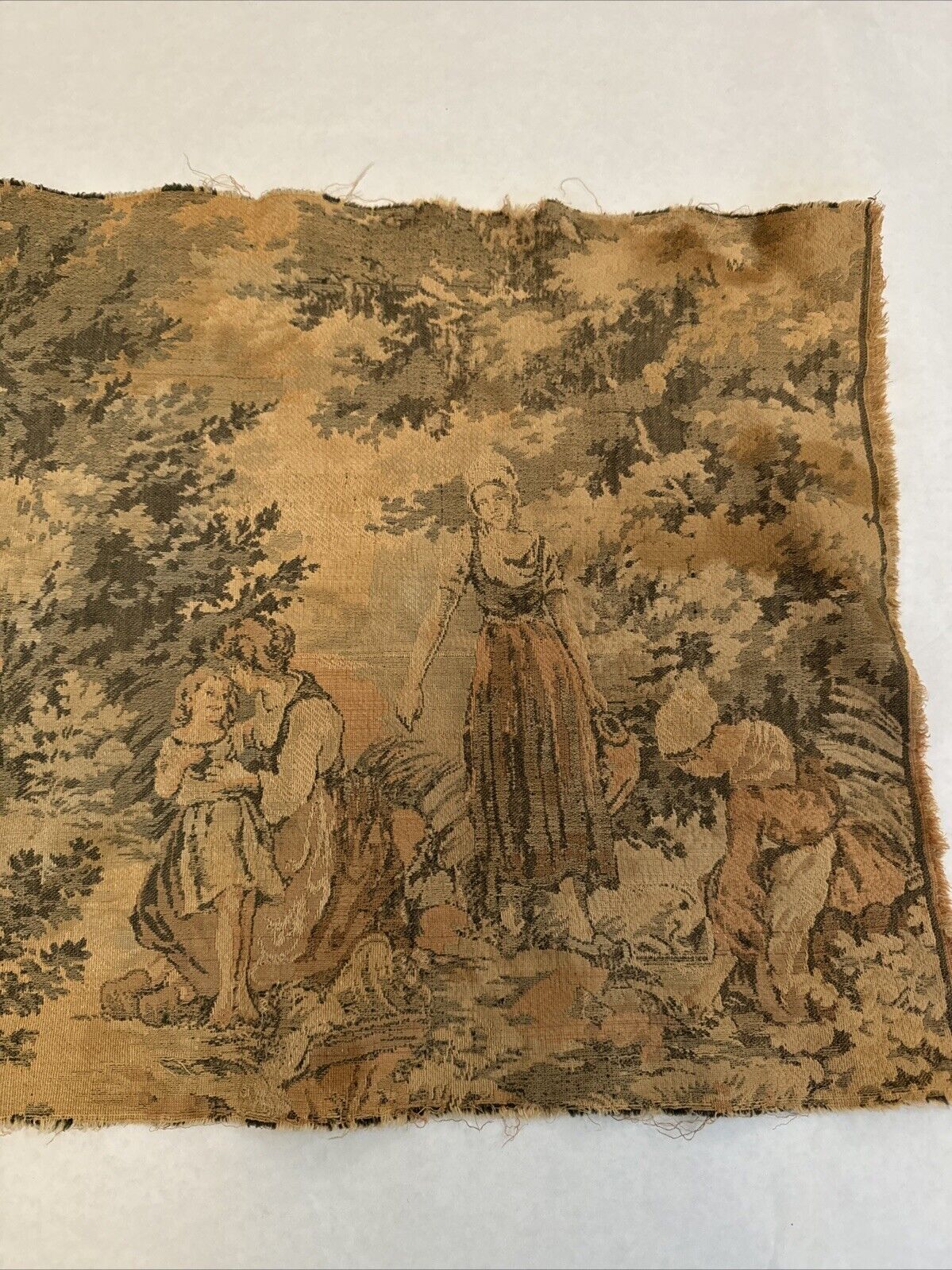 Antique Tapestry: Women, Cattle, and Farm Scene