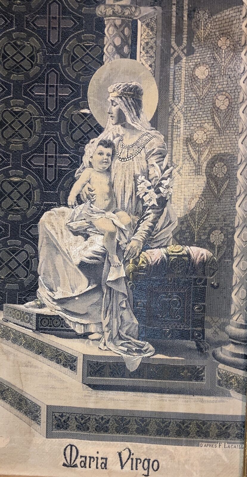 19th Century Maria Virgo Stevengraph Silk Art
