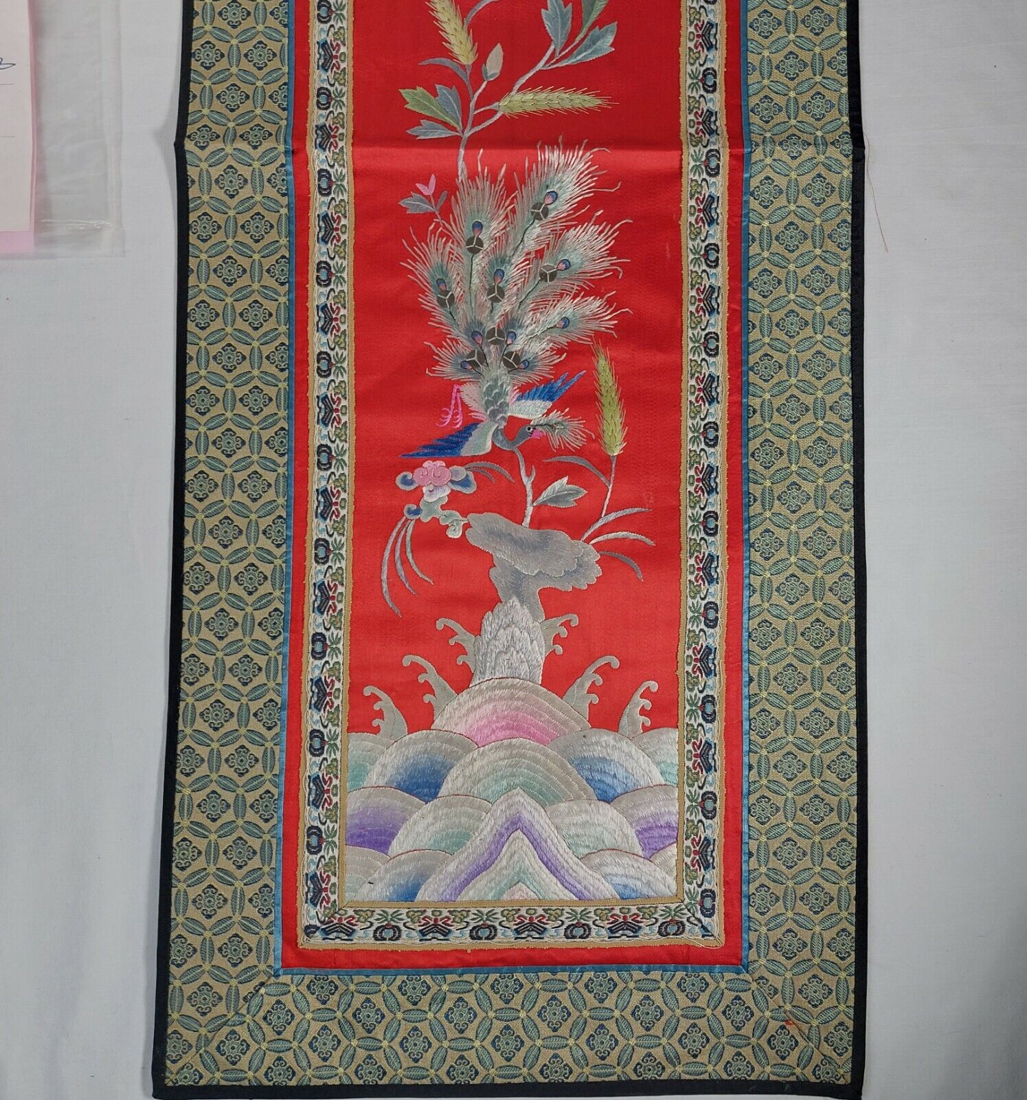 19th Century Chinese Silk Tapestry with Red Bird