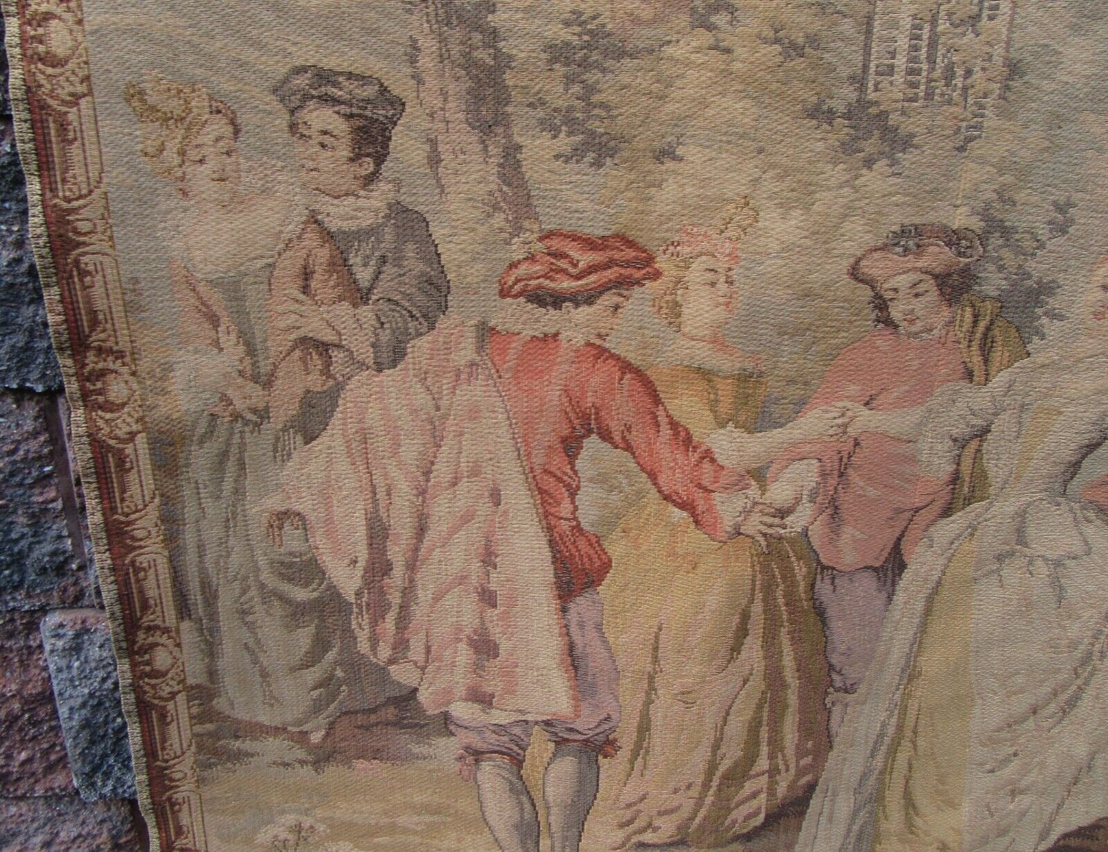 Early 1900s FAMCO Cherub French Wall Tapestry