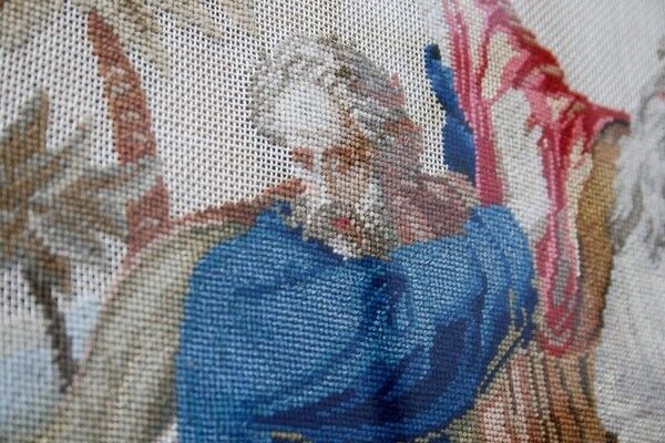 Exquisite Antique Needlework Portrait of Moses