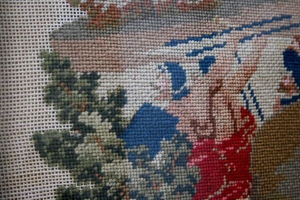 Exquisite Antique Needlework Portrait of Moses