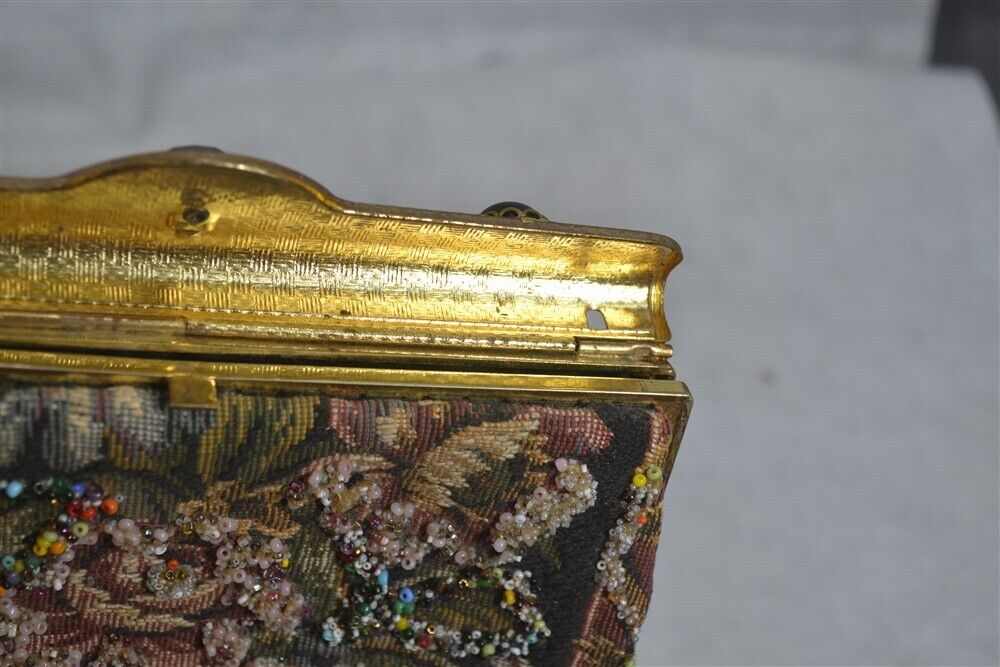 Edwardian Style Floral Beaded Tapestry Purse