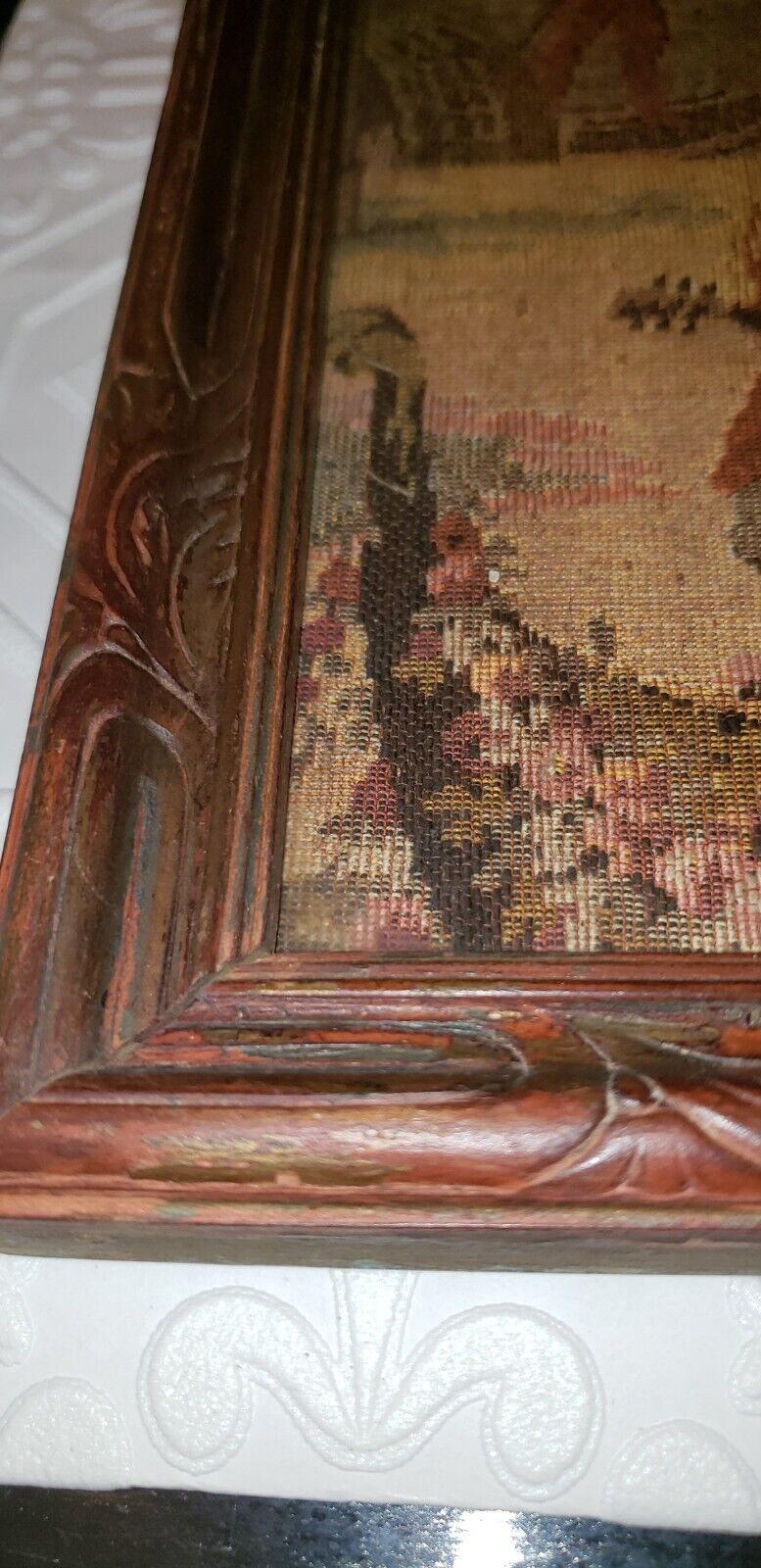 1920s Antique French Tapestry of Elegant Courting Women