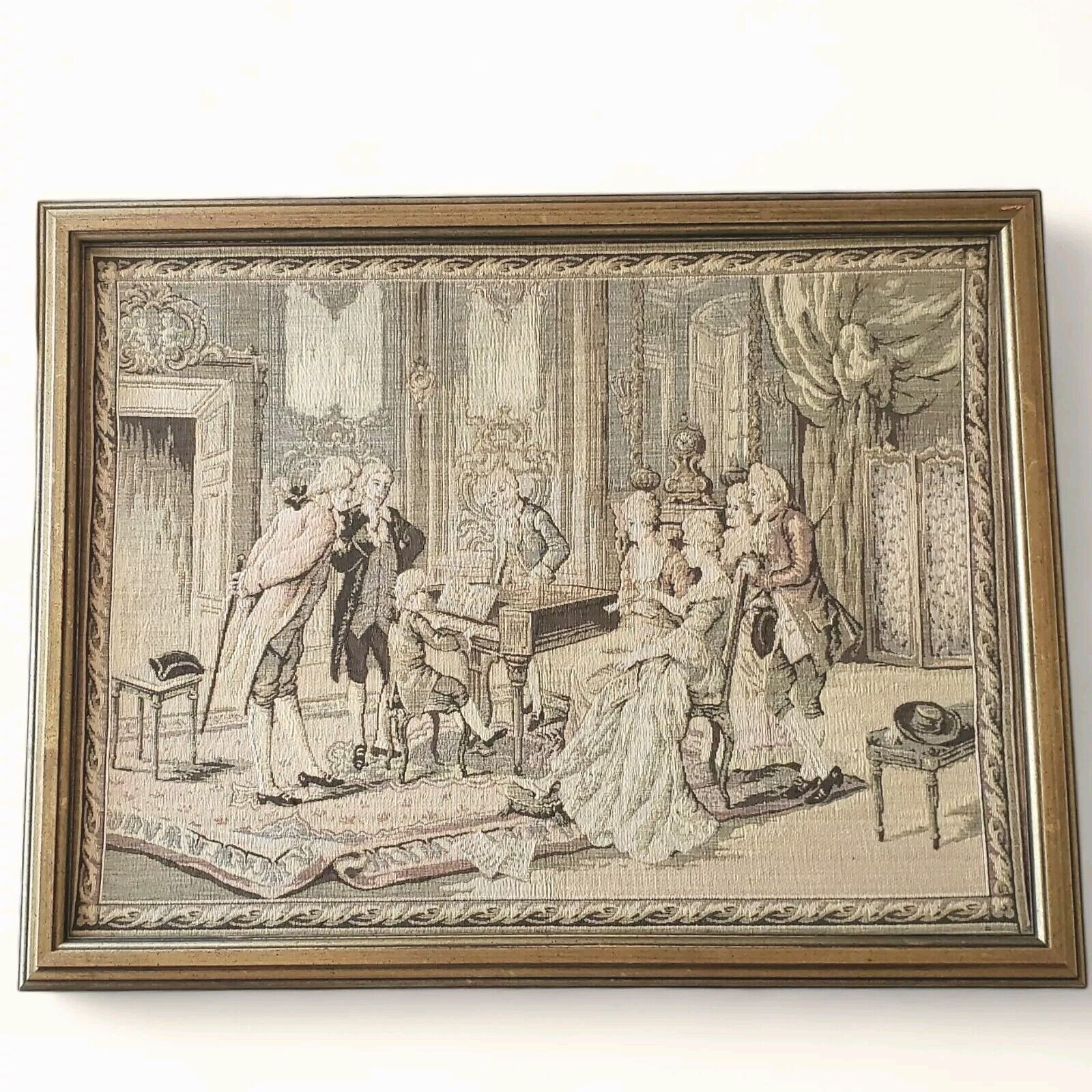 Framed Antique French Tapestry of Young Mozart