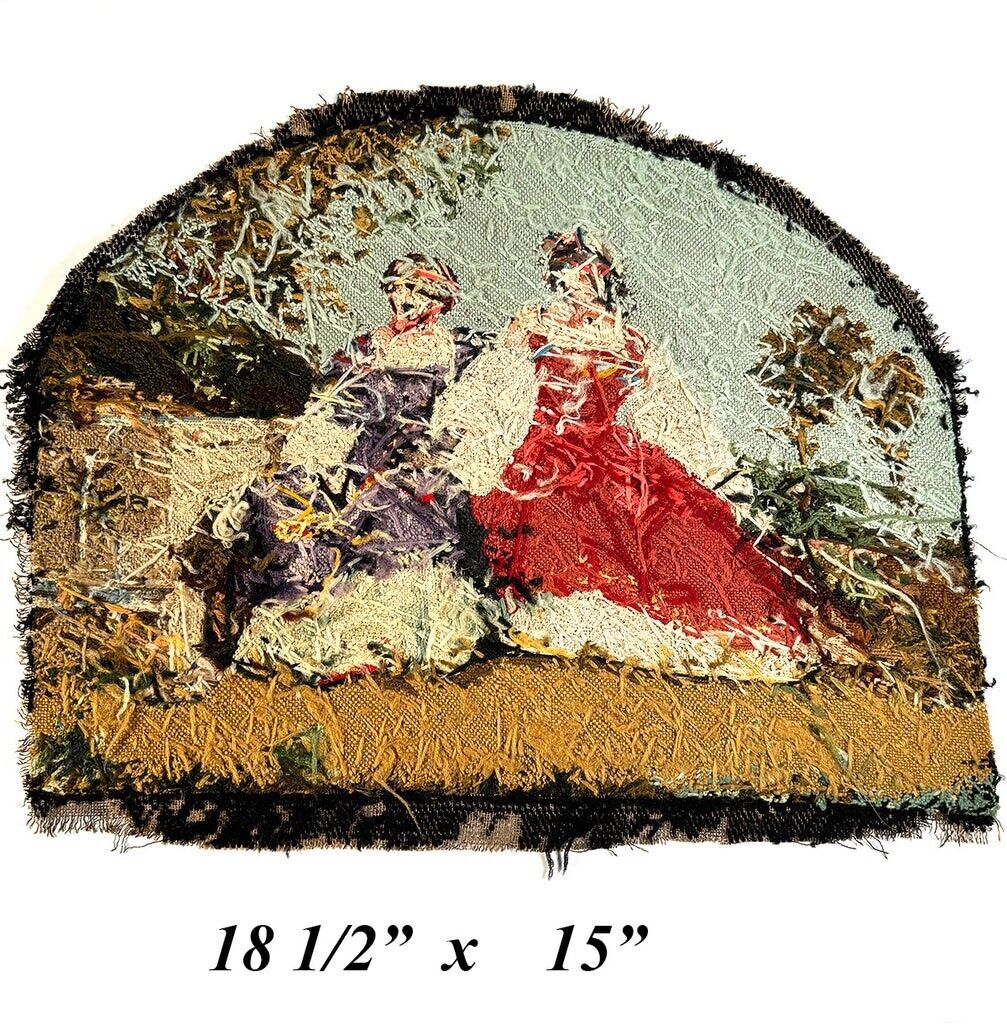 Early 1800s French Petitpoint Figural Needlepoint Panel