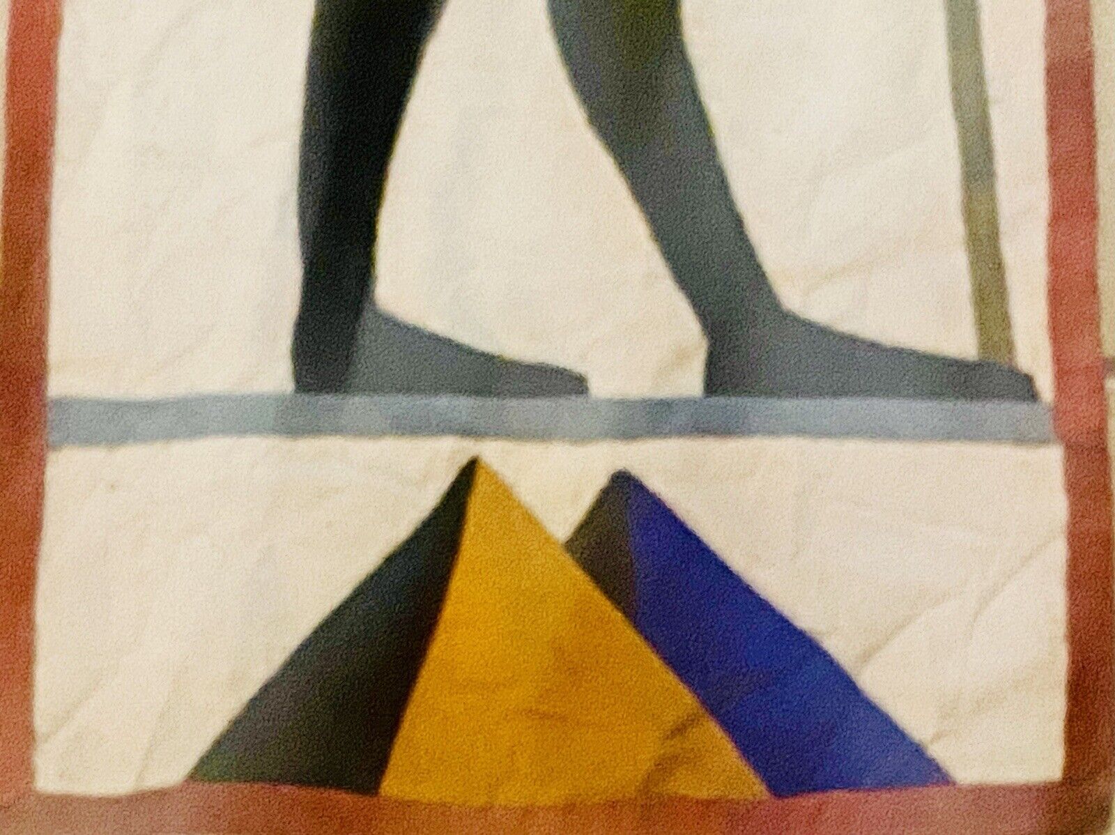 1900s American Egyptian Mixed Media Tapestry 37"x17