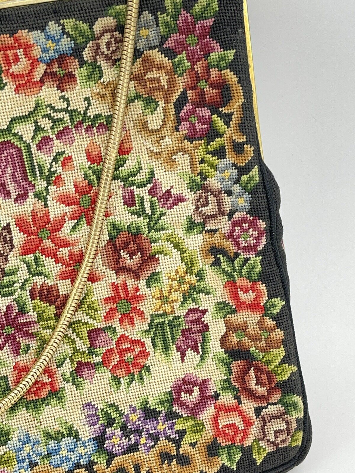 Vintage Petit Point Evening Bag with MOP Inlay
