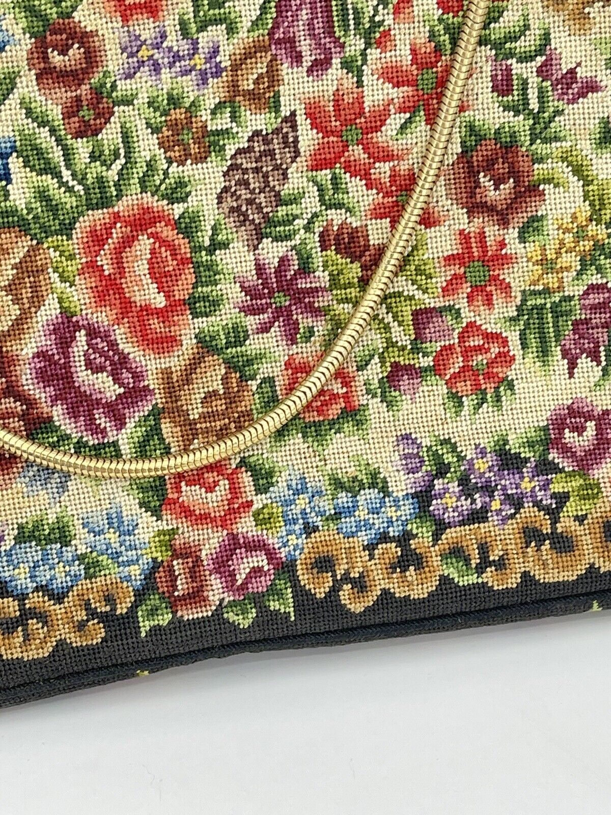 Vintage Petit Point Evening Bag with MOP Inlay