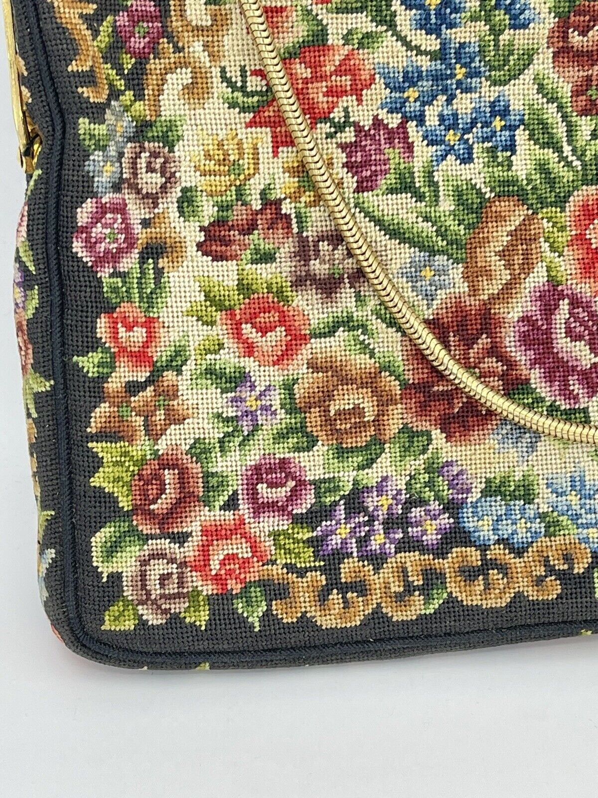 Vintage Petit Point Evening Bag with MOP Inlay