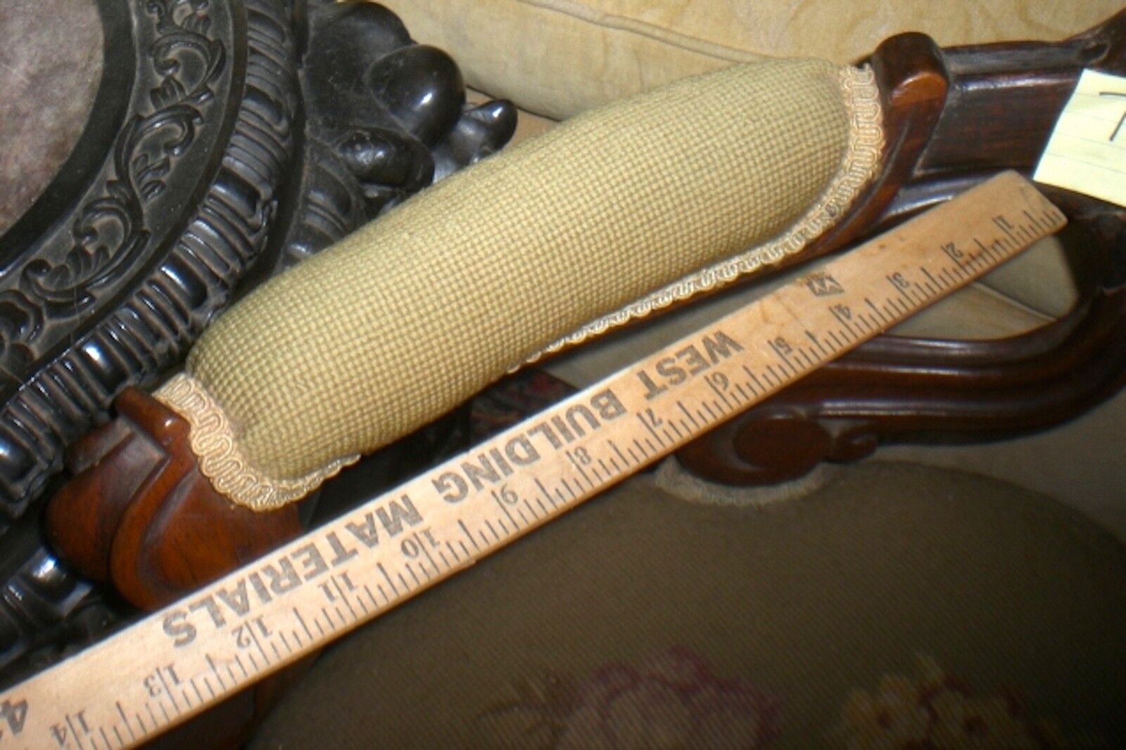 Victorian Needlepoint Green Parlor Chair with Roses