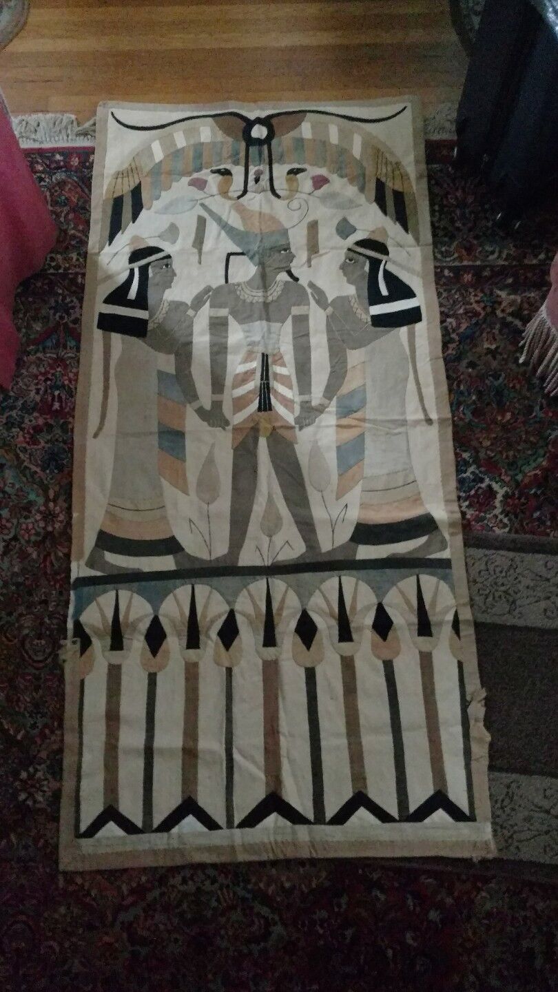 Antique Egyptian Hand Sewn Quilt Tapestry 74"x34