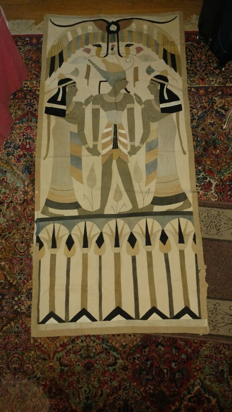 Antique Egyptian Hand Sewn Quilt Tapestry 74"x34