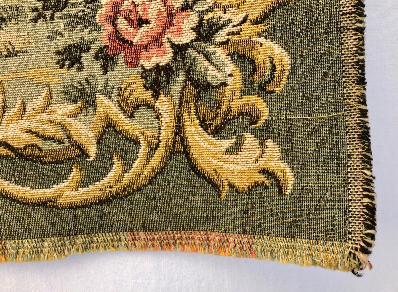 French Antique Tapestry: Girl on Swing, 1900s