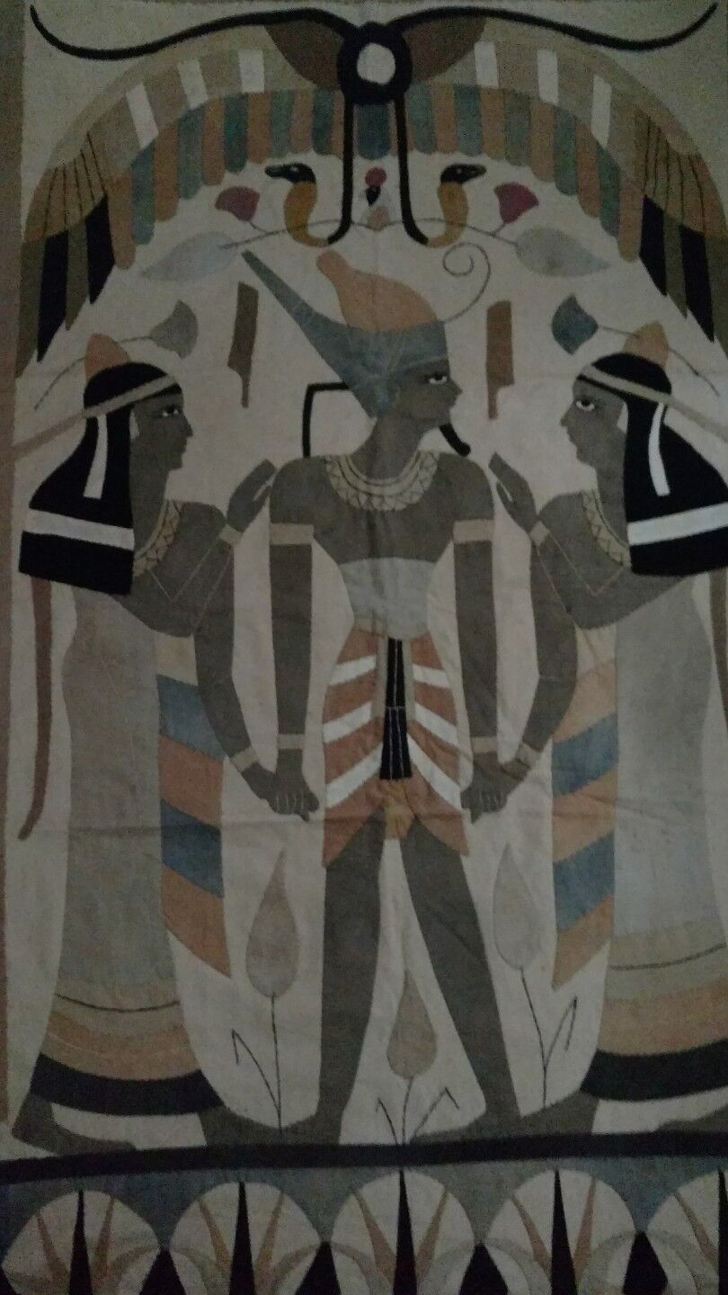 Antique Egyptian Hand Sewn Quilt Tapestry 74"x34
