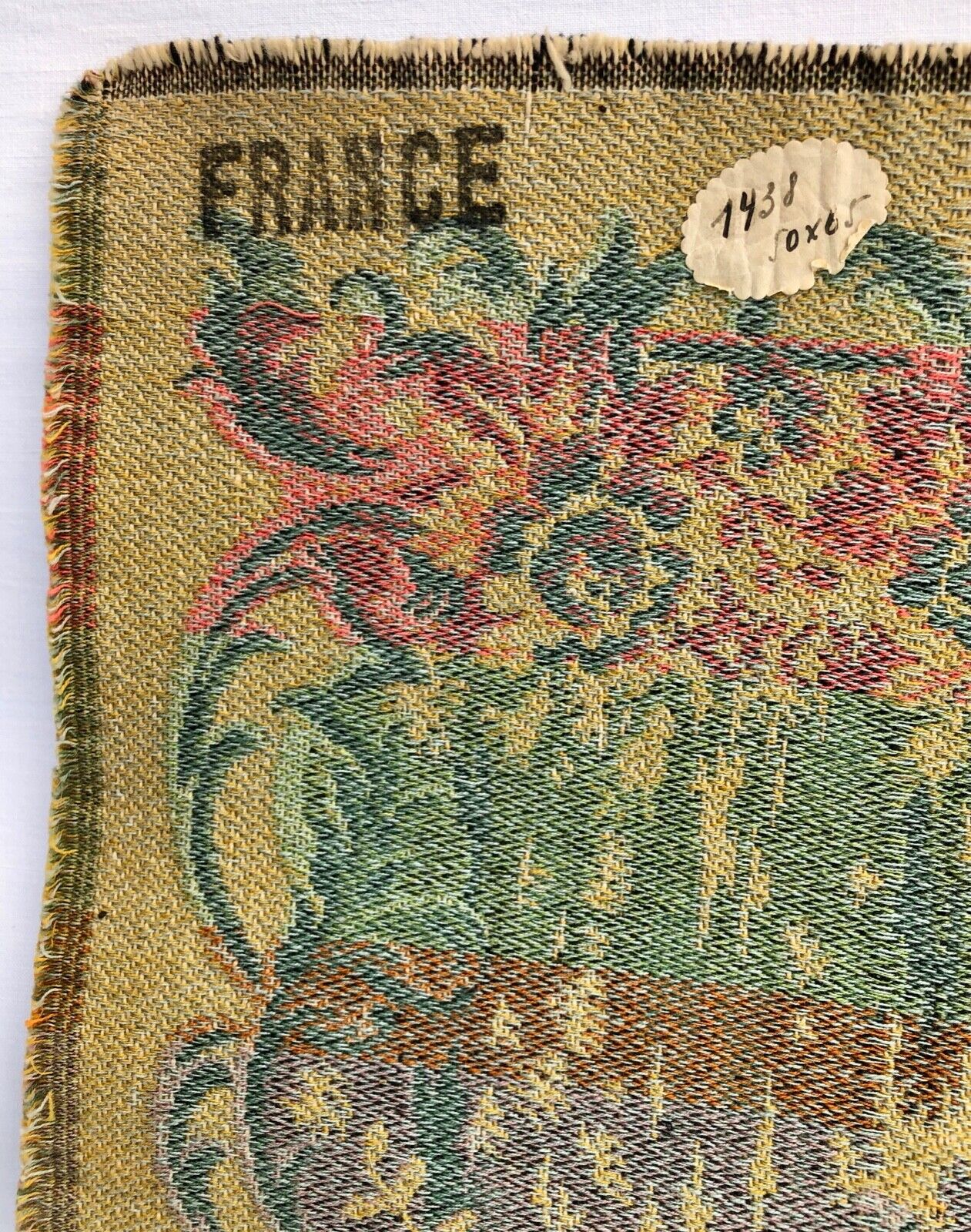 French Antique Tapestry: Girl on Swing, 1900s