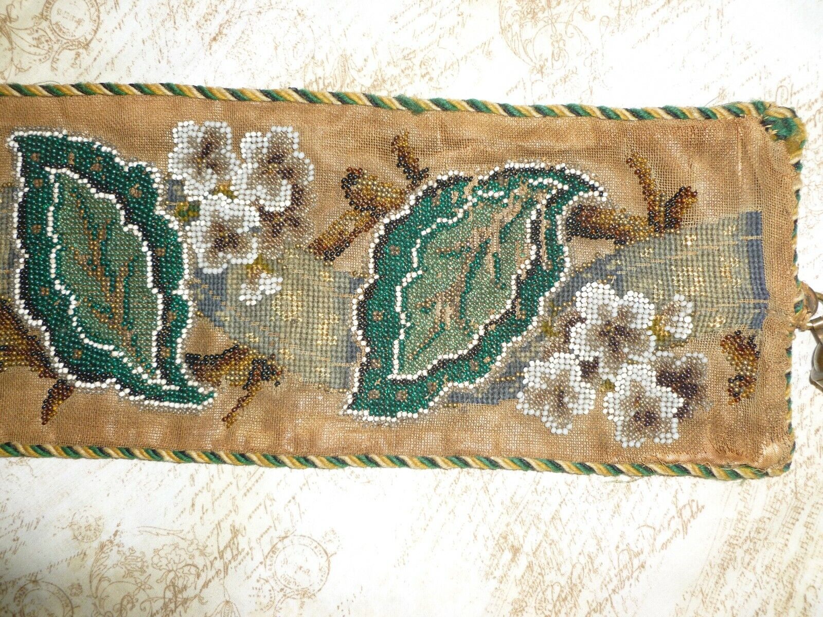 1800s Beaded Bell Pull with Crystal Handle
