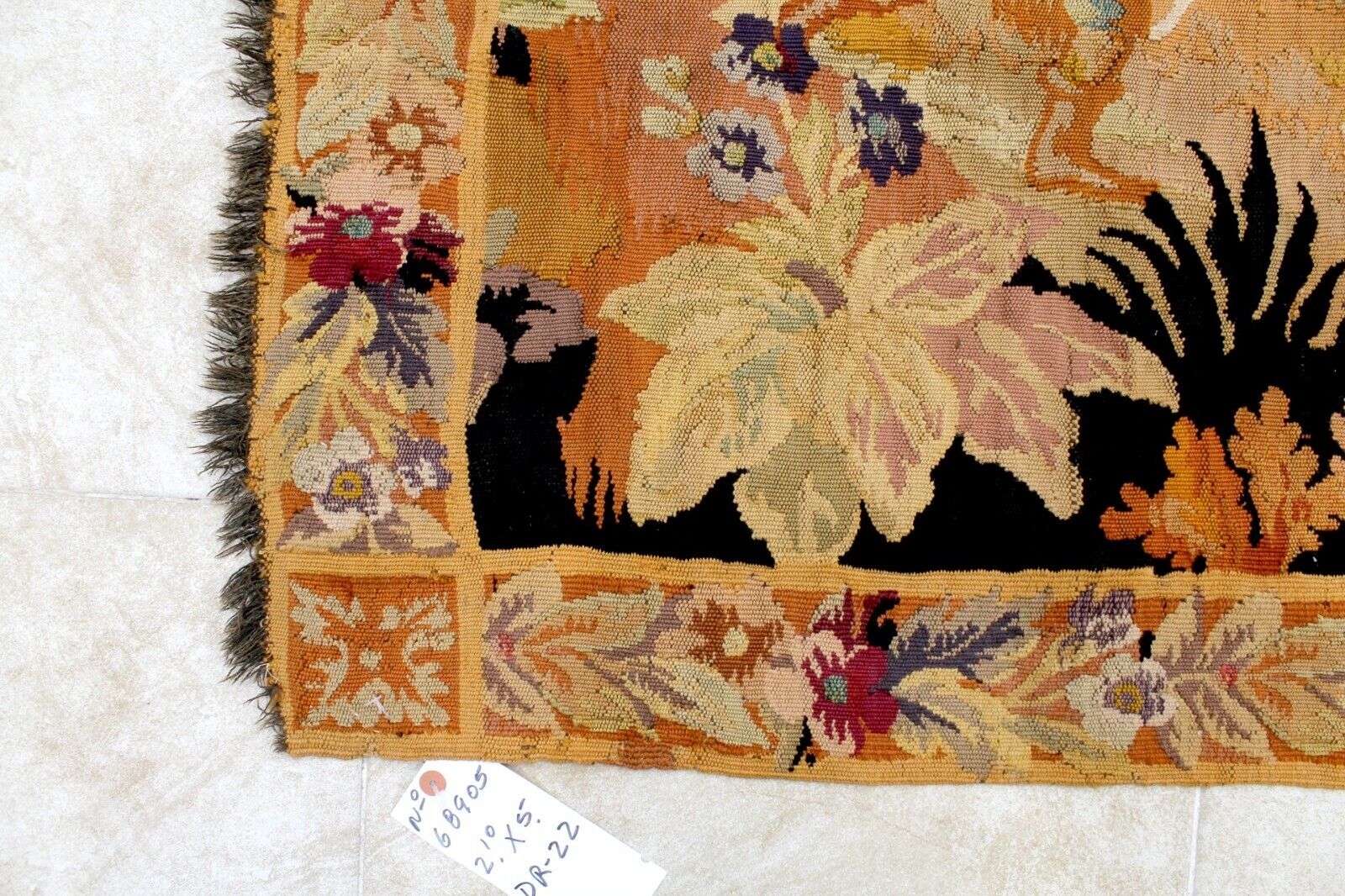 Rare 1880s Handmade French Hunting Tapestry