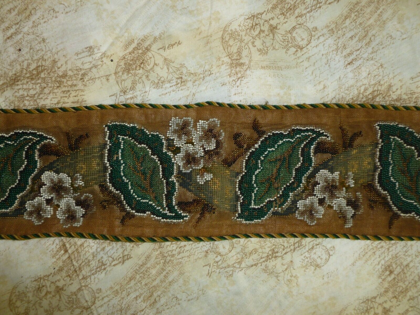 1800s Beaded Bell Pull with Crystal Handle