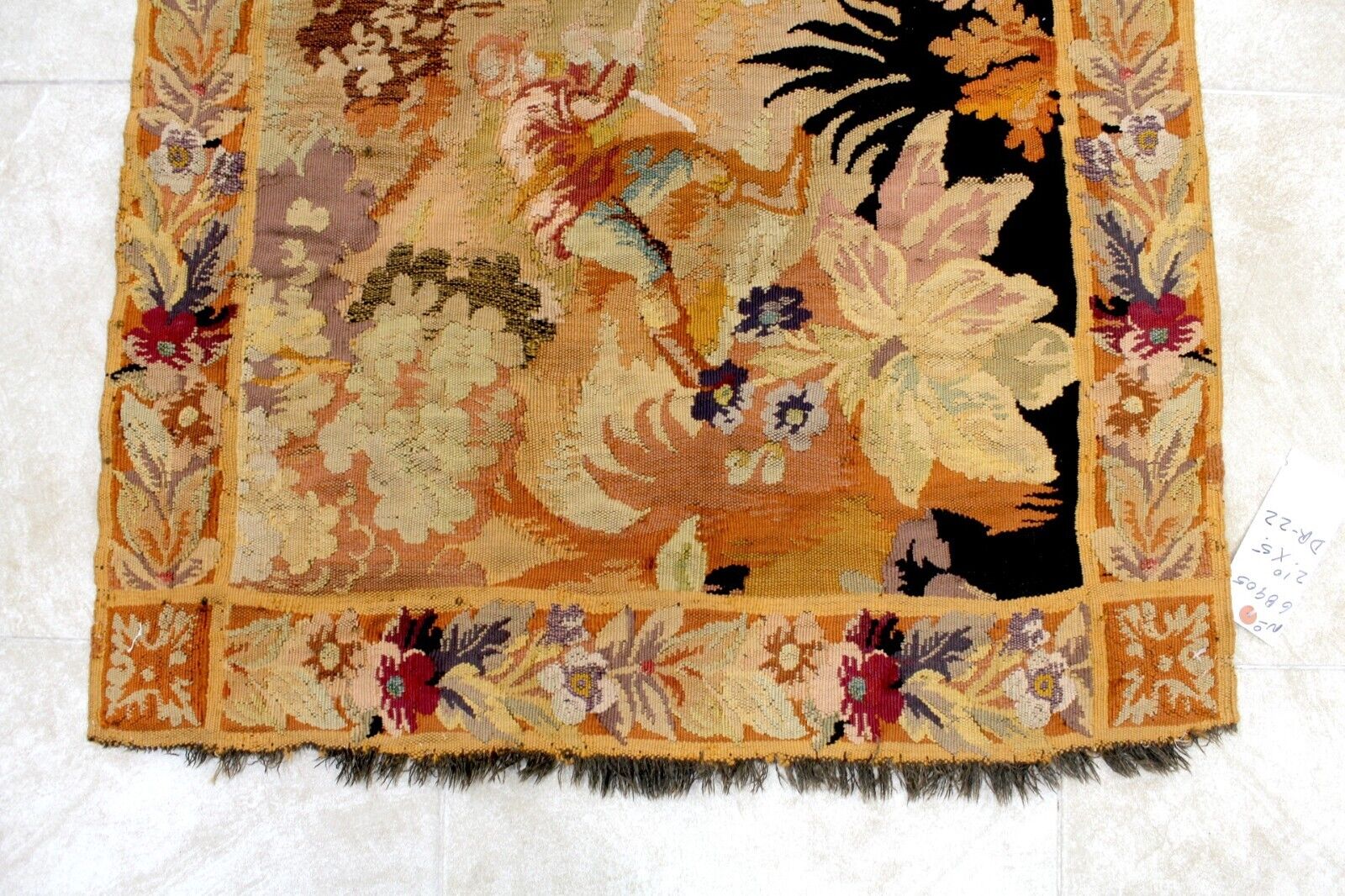 Rare 1880s Handmade French Hunting Tapestry