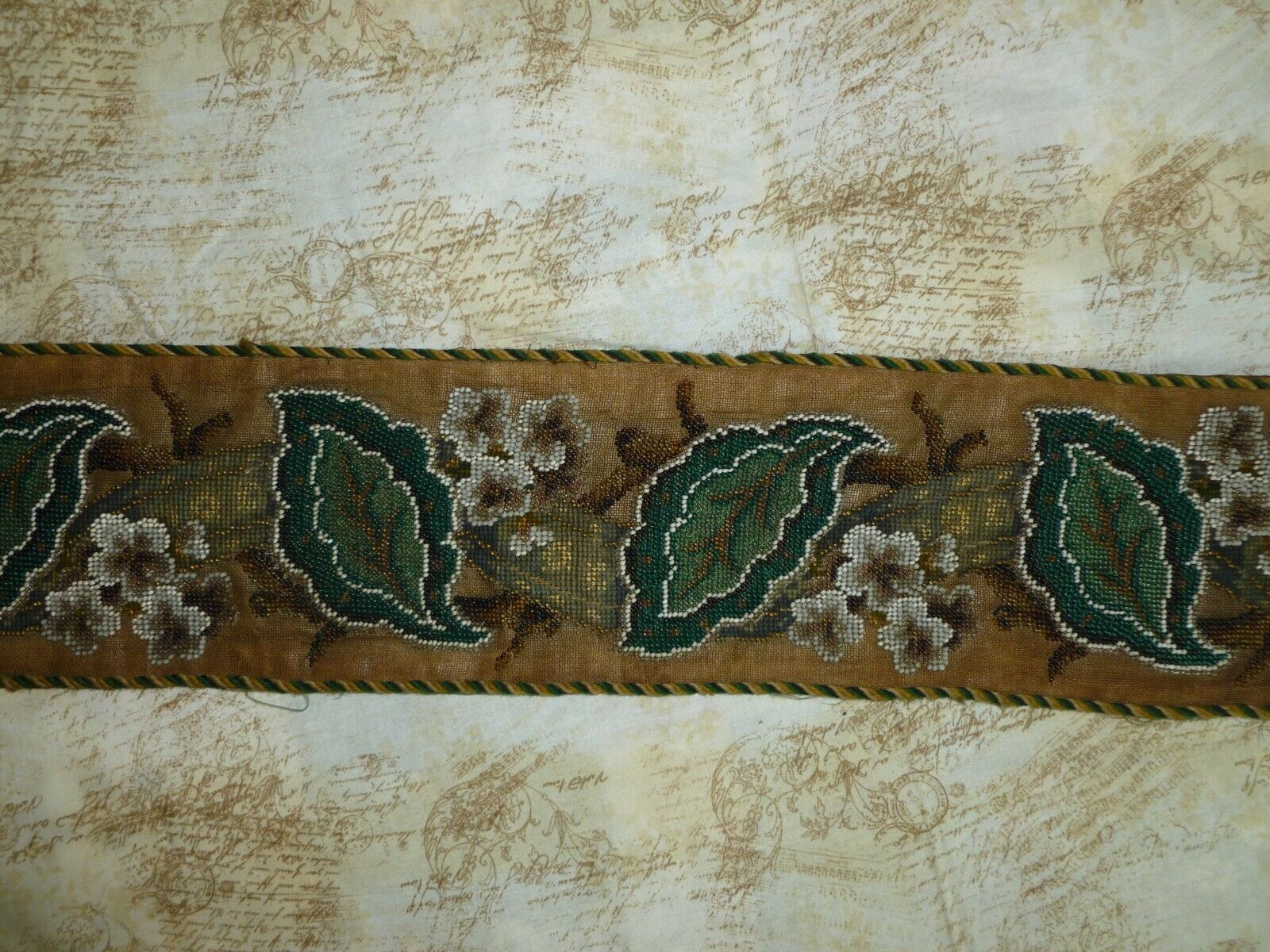 1800s Beaded Bell Pull with Crystal Handle