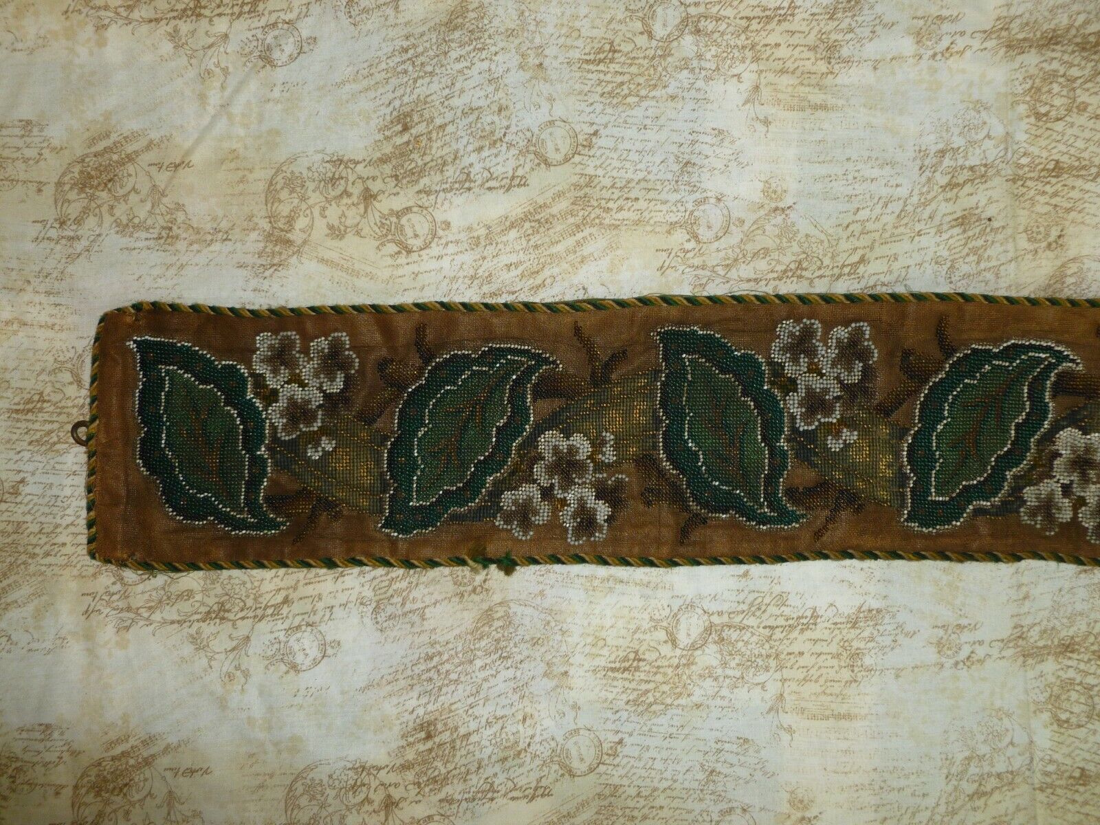 1800s Beaded Bell Pull with Crystal Handle