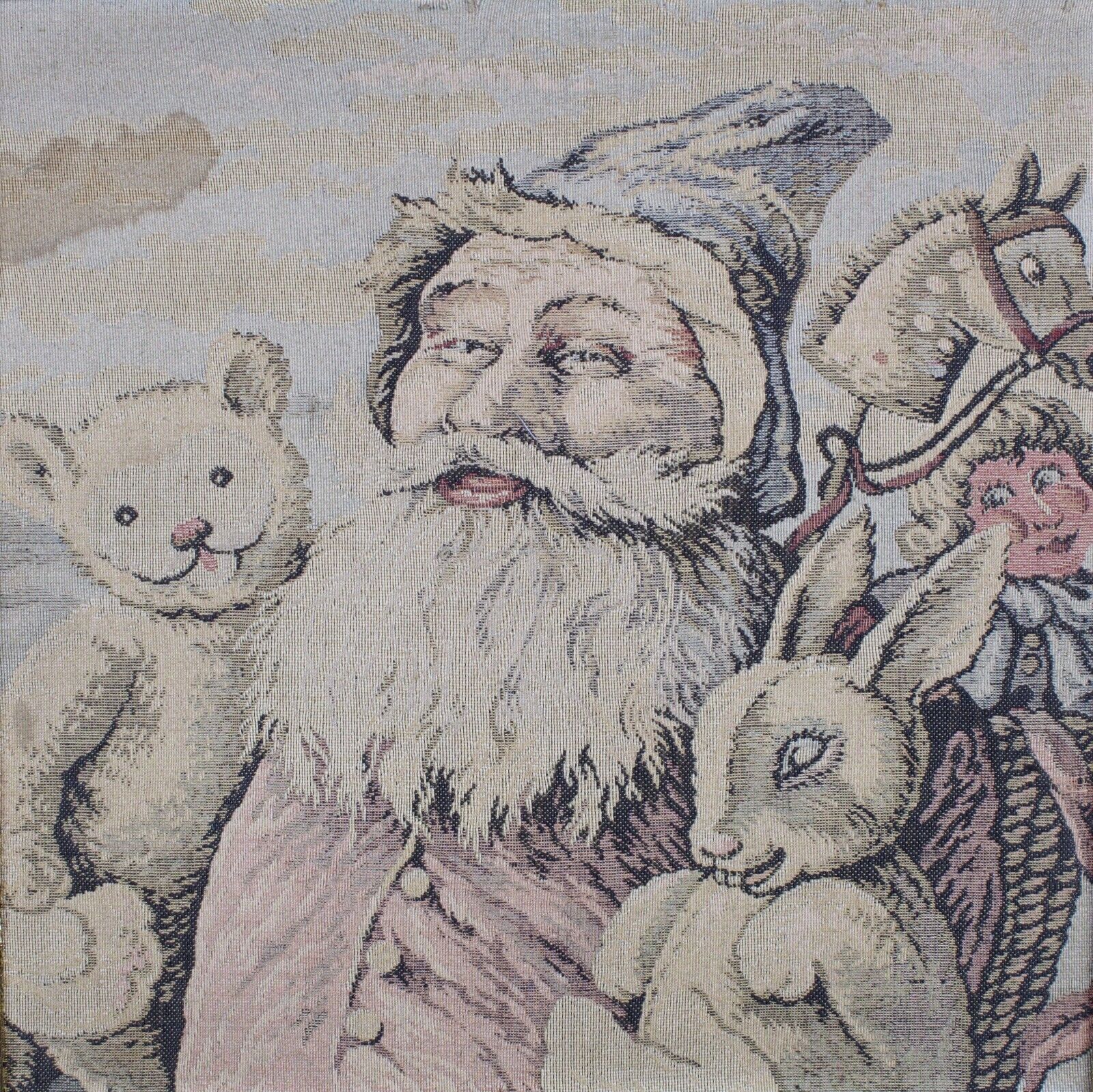 1800s German St Nicholas Christmas Tapestry Framed