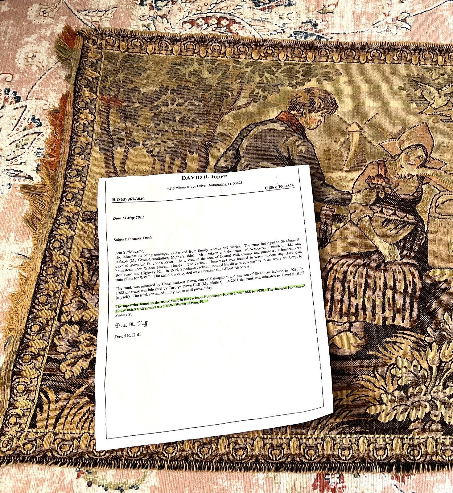 1800s Dutch Tapestry with Authenticity Letter