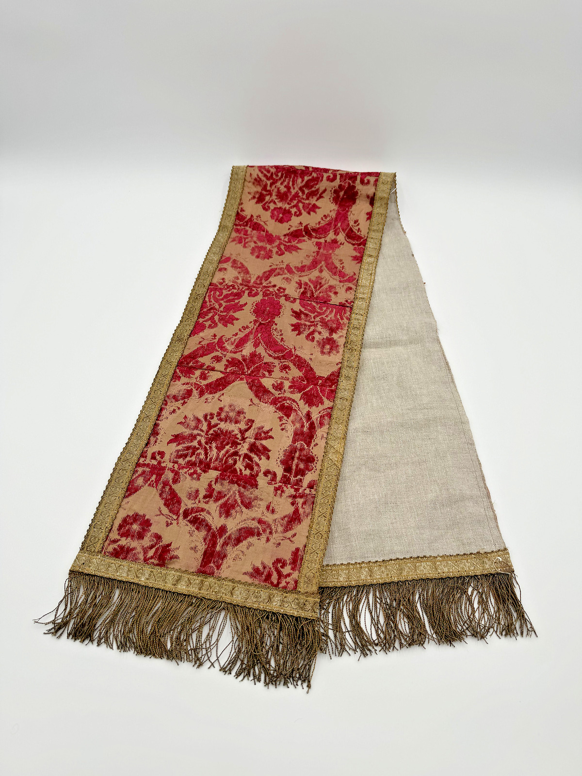 18th Century Venetian Velvet Textile with Silver Fringe