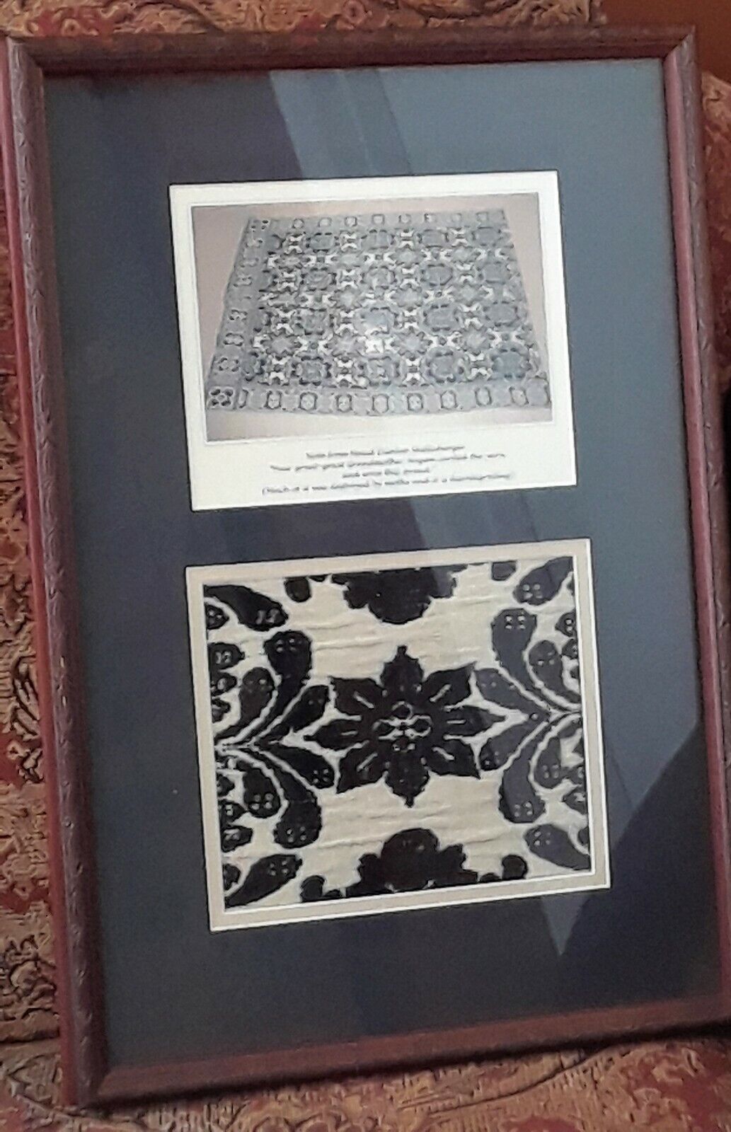 Framed 1800s Weaving Sample by Catherine Hogan