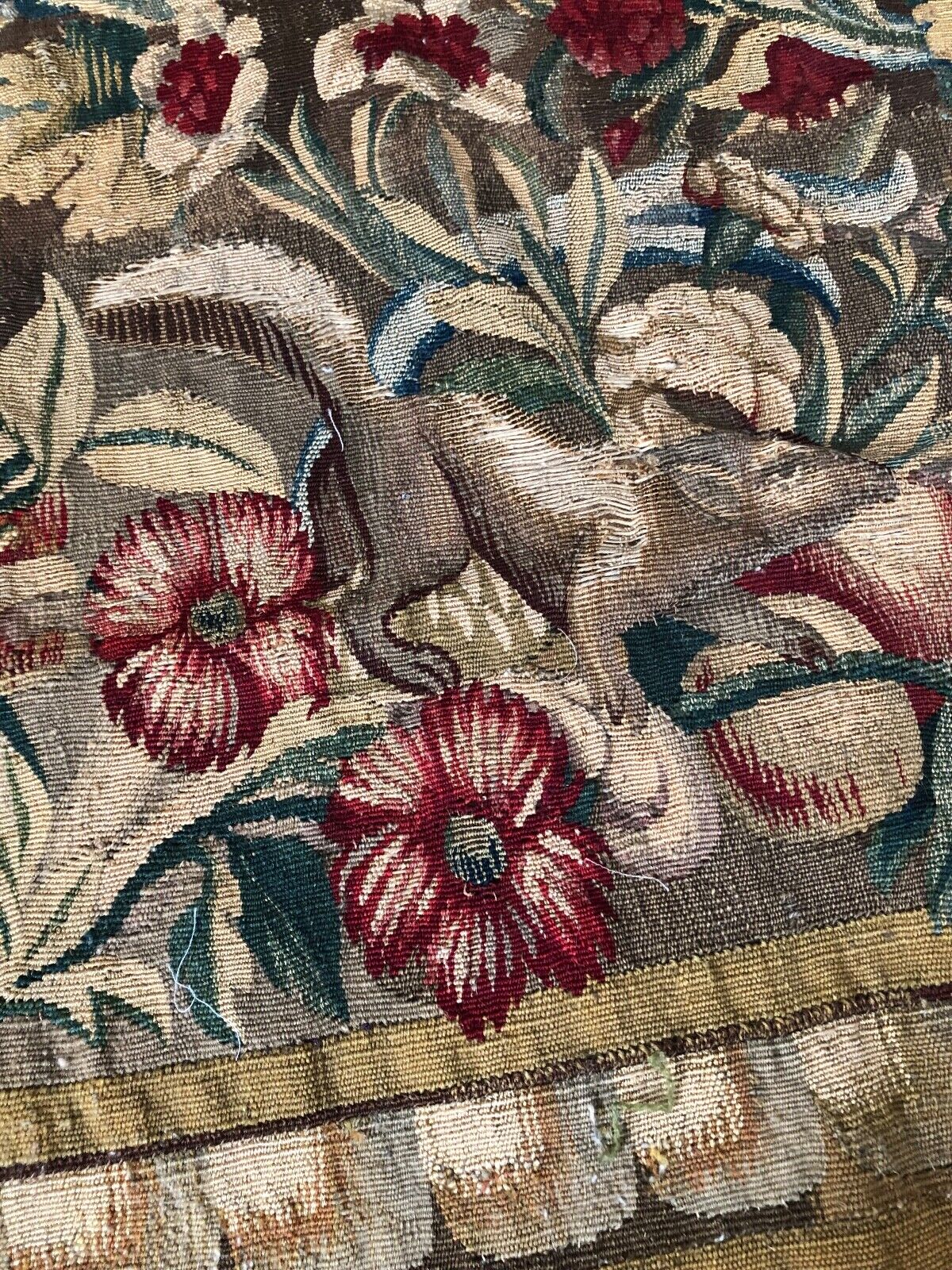 Floral Design Antique Aubusson Tapestry Set