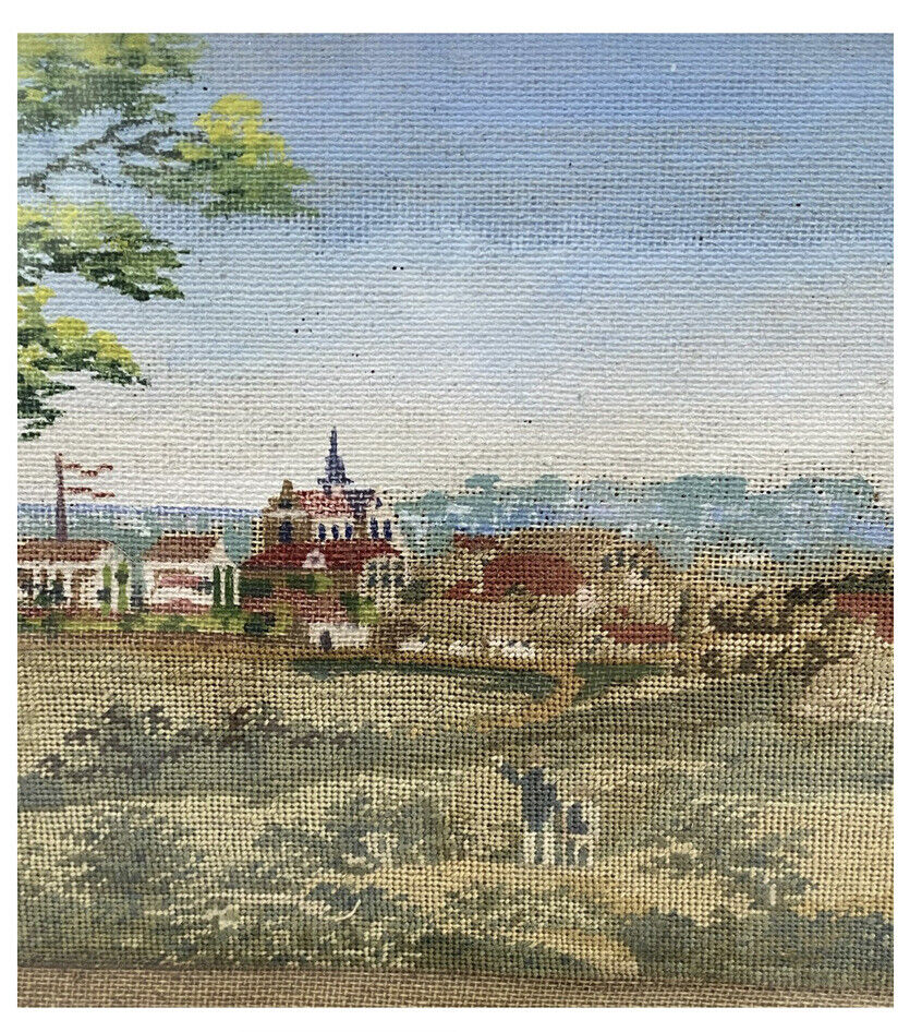 Framed Antique Petit Point Tapestry from Denmark