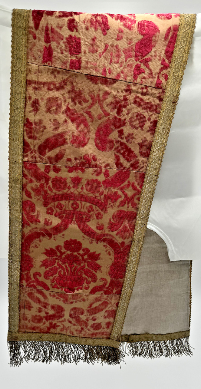 18th Century Venetian Velvet Textile with Silver Fringe