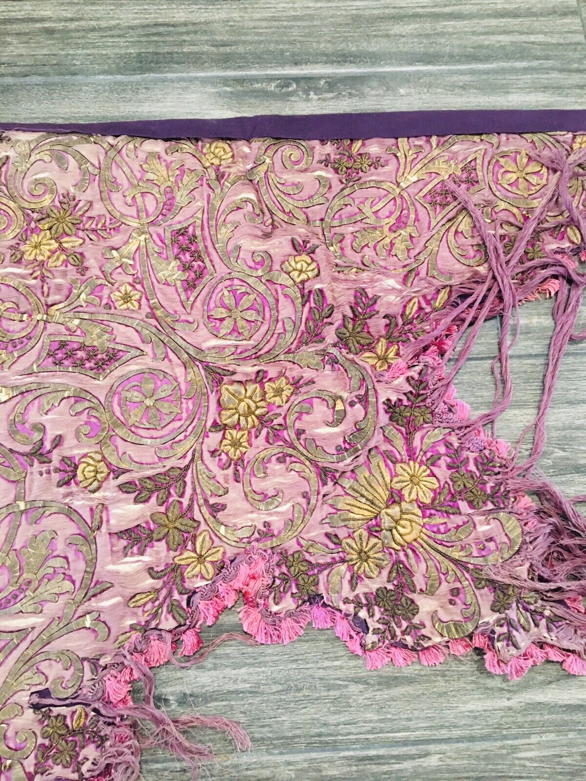 18th Century Italian Metallic Thread Silk Fragment