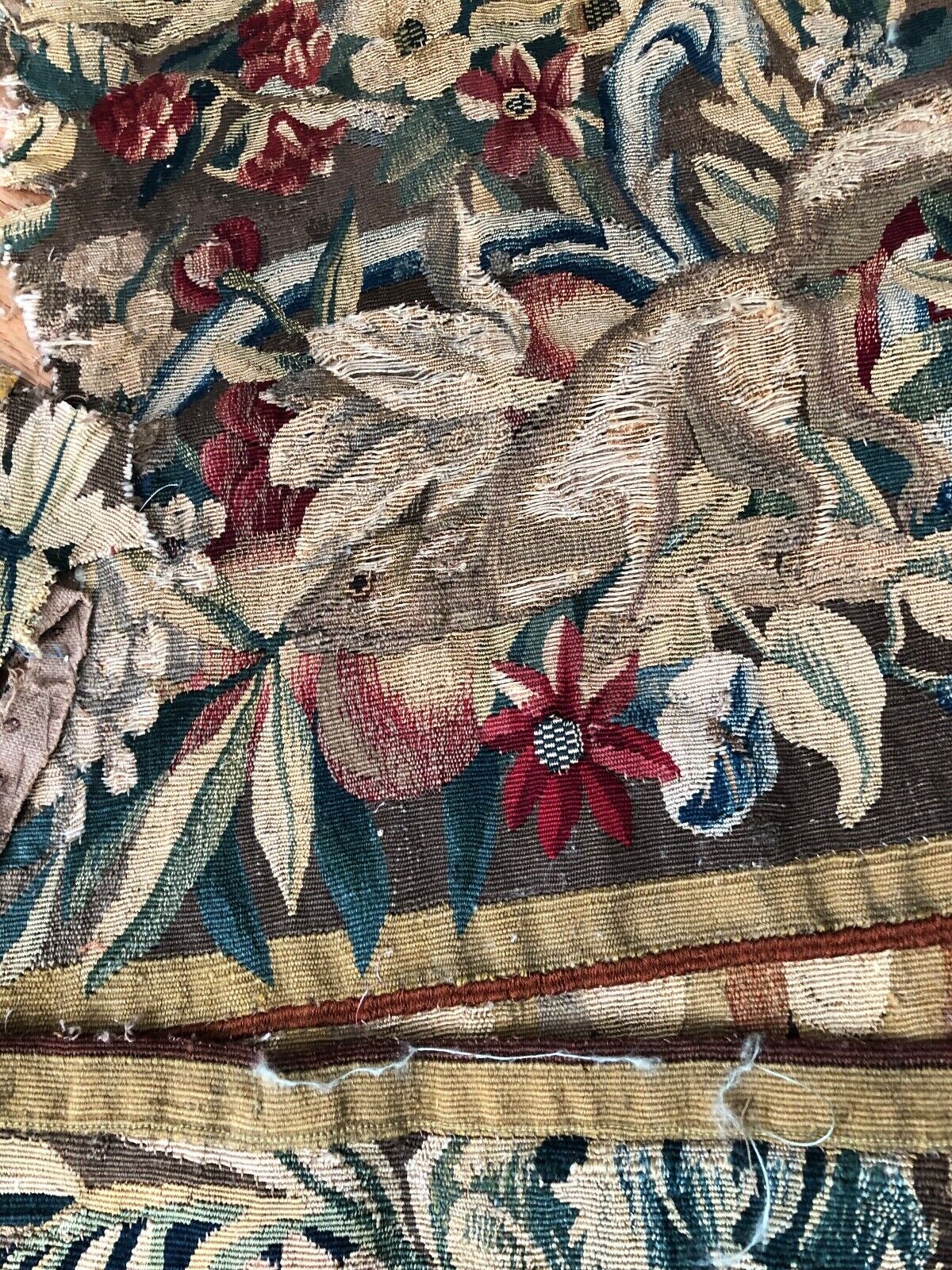Floral Design Antique Aubusson Tapestry Set