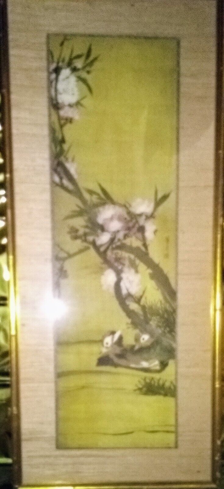 1800s Chinese Hand-Painted Silk Ducks Tapestry