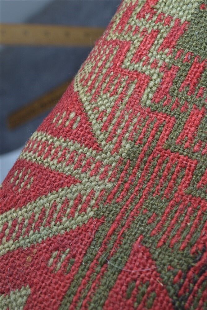 Early 1800s Red Wool Woven Tapestry Coverlet Pair