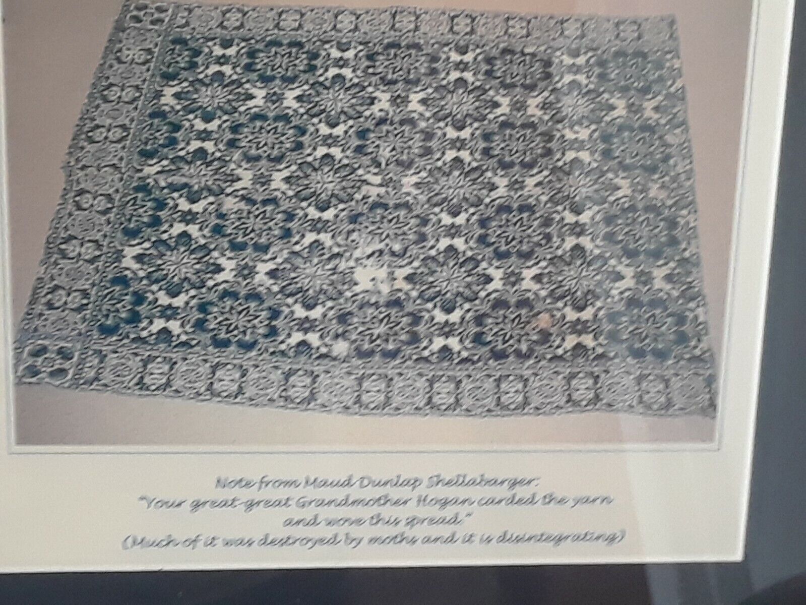Framed 1800s Weaving Sample by Catherine Hogan