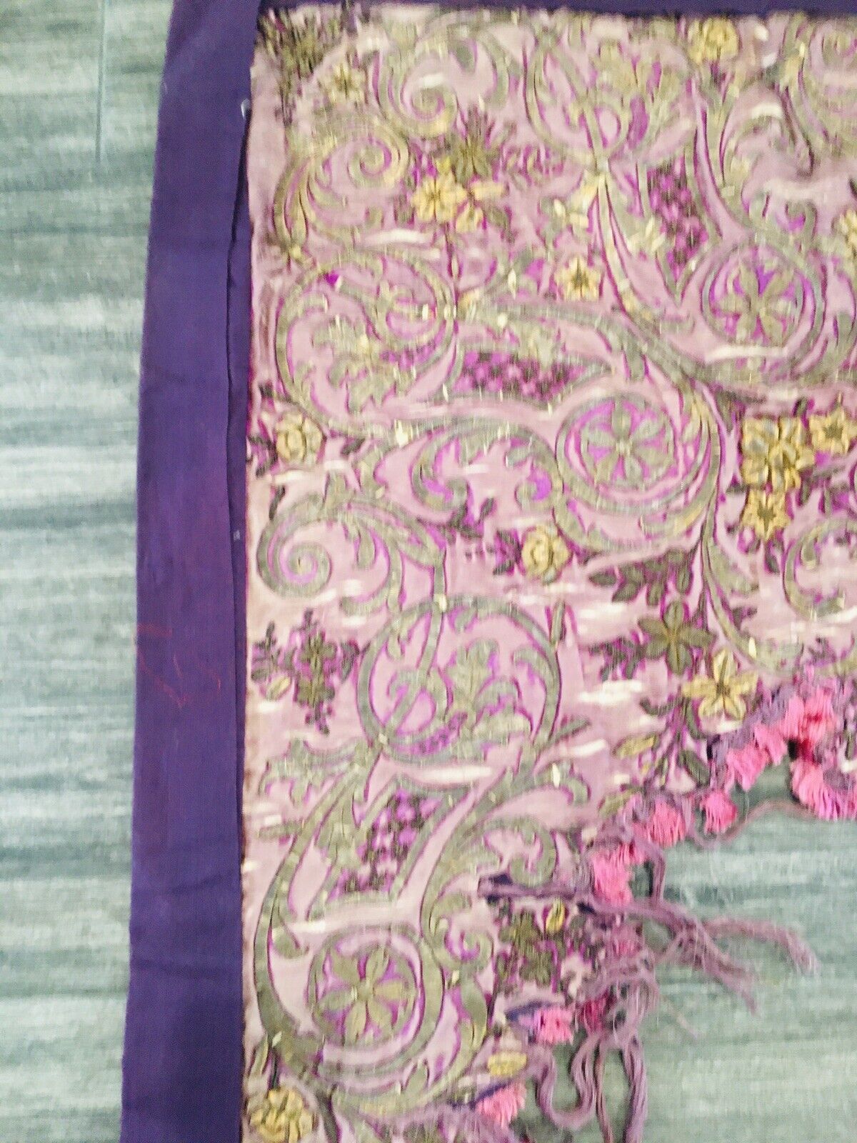 18th Century Italian Metallic Thread Silk Fragment