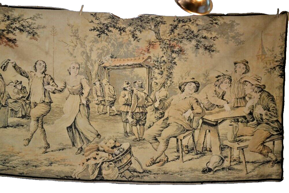 Victorian 1890s Dancing People Tapestry 51 x 100