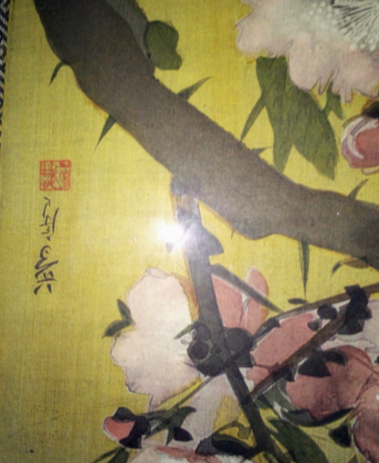 1800s Chinese Hand-Painted Silk Ducks Tapestry