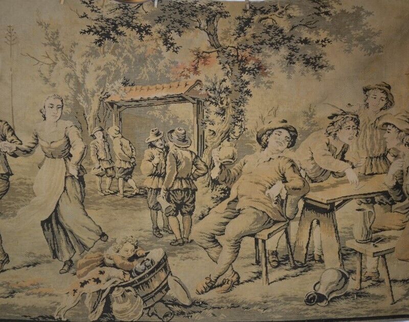 Victorian 1890s Dancing People Tapestry 51 x 100